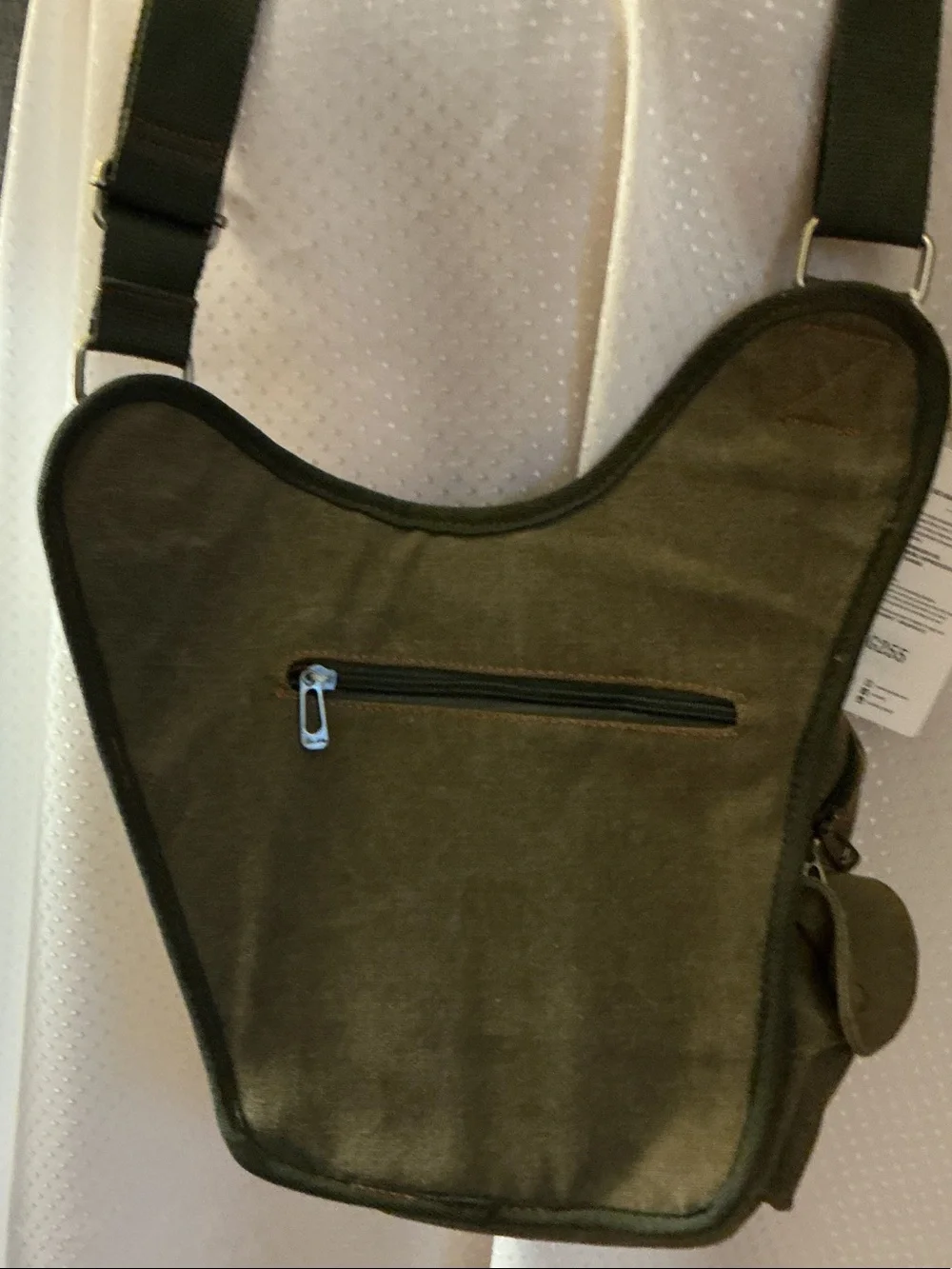 Kaukko Olive Canvas Messenger Bag with Brown Leather Details